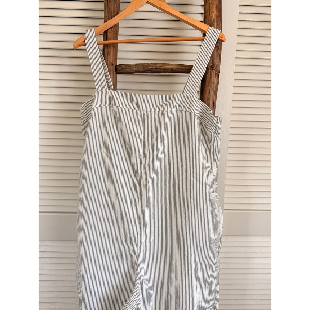 Uniqlo Striped Jumpsuit Overalls Wide Leg Square Neck Casual Everyday Chic L - Picture 3 of 6